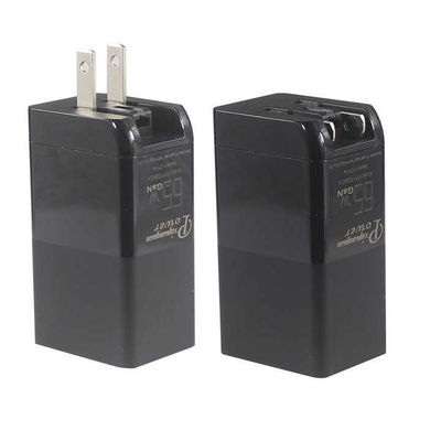 US 플러그 65W USB 벽 충전기 – 듀얼 포트 어댑터 (USB-C & USB-A 출력) 노트북, 휴대폰, 태블릿, 여행 충전용 (100–240V 입력)