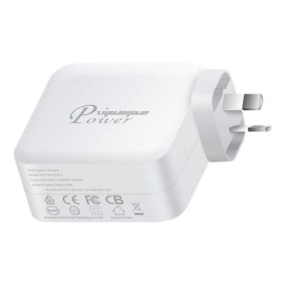 US 플러그 100W USB-C 벽 충전기 – 노트북, 태블릿, 휴대폰, Type-C 기기용 2핀 고출력 어댑터 (100–240V 입력)