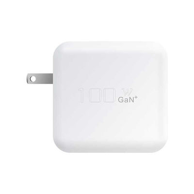 US 플러그 100W USB-C 벽 충전기 – 노트북, 태블릿, 휴대폰, Type-C 기기용 2핀 고출력 어댑터 (100–240V 입력)