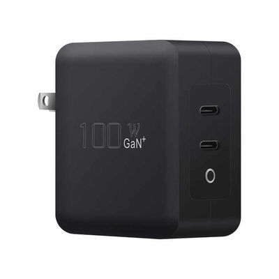 US 플러그 100W 듀얼 USB-C 벽 충전기 – 노트북, 태블릿, 휴대폰, Type-C 기기용 2포트 고속 충전 어댑터 (100–240V 입력)