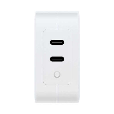 US 플러그 100W 듀얼 USB-C 벽 충전기 – 노트북, 태블릿, 휴대폰, Type-C 기기용 2포트 고속 충전 어댑터 (100–240V 입력)
