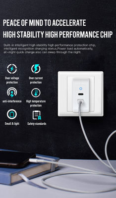 US 플러그 100W 듀얼 USB-C 벽 충전기 – 노트북, 태블릿, 휴대폰, Type-C 기기용 2포트 고속 충전 어댑터 (100–240V 입력)