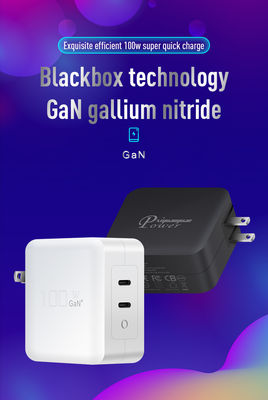 US 플러그 100W 듀얼 USB-C 벽 충전기 – 노트북, 태블릿, 휴대폰, Type-C 기기용 2포트 고속 충전 어댑터 (100–240V 입력)