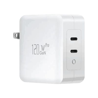120W 듀얼 USB-C GaN PD 충전기 (US 2핀 플러그 포함)