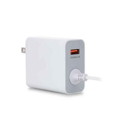 고정 케이블과 함께 60W USB-C US 벽 충전기, 스마트 폰, 태블릿, 노트북용 고속 C 타입 전원 어댑터