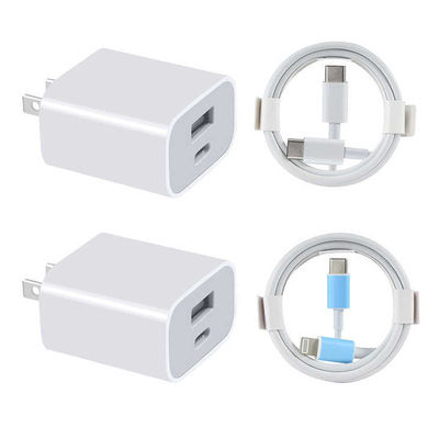 20W USB-C 및 USB-A US 벽 충전기, 케이블 포함, 스마트폰 및 태블릿용 고속 충전 전원 어댑터