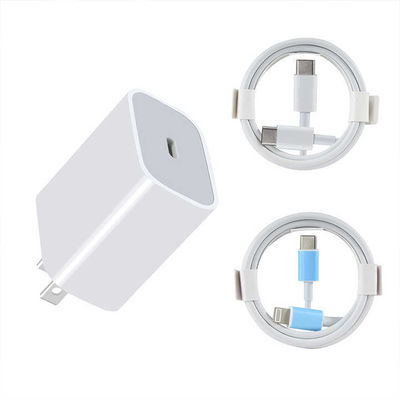 20W USB-C 및 USB-A US 벽 충전기, 케이블 포함, 스마트폰 및 태블릿용 고속 충전 전원 어댑터