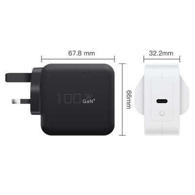 영국 2핀 USB-C 충전기 듀얼 포트, 노트북, 태블릿, 스마트 폰용 100W 고속 C형 전원 어댑터