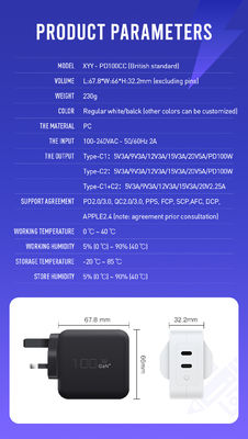 영국 2핀 USB-C 충전기 듀얼 포트, 노트북, 태블릿, 스마트 폰용 100W 고속 C형 전원 어댑터