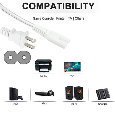 QIUCABLE TV 전원 코드 - 2개 팩 10FT 2구 비극성 플러그 NEMA 1-15P to C7 Figure 8 교체용 전원 코드 (B0D7RKLTSJ)