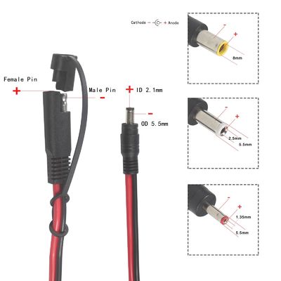 SAE에서 DC 동축 어댑터 케이블 - 6Ft 14AWG 급속 해제 해제 플러그 5.5mmx2.1mm 남성 잭 확장 전력 8mm 2.5mm 3.5mm 자동차용 어댑터 (B09N3LCJ4F)