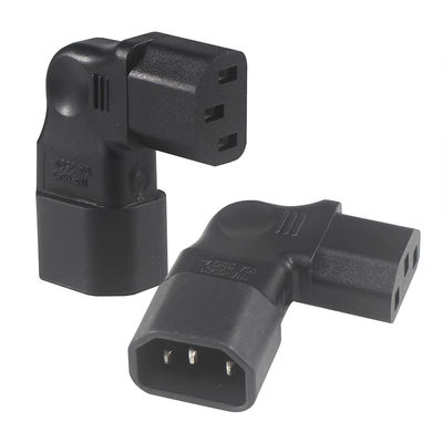 QIUCABLE 좌각 IEC 어댑터, C14 수컷 - C13 암컷, 90도 플러그, 250V AC, 최대 10A, 100% 순수 구리, PVC 자켓 (B09V122QLV)