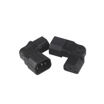 QIUCABLE 좌각 IEC 어댑터, C14 수컷 - C13 암컷, 90도 플러그, 250V AC, 최대 10A, 100% 순수 구리, PVC 자켓 (B09V122QLV)