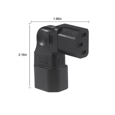QIUCABLE 좌각 IEC 어댑터, C14 수컷 - C13 암컷, 90도 플러그, 250V AC, 최대 10A, 100% 순수 구리, PVC 자켓 (B09V122QLV)