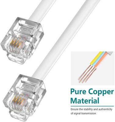 RJ11 전화 연장 케이블 4 와이어 평면 DSL 모덤 보안 시스템