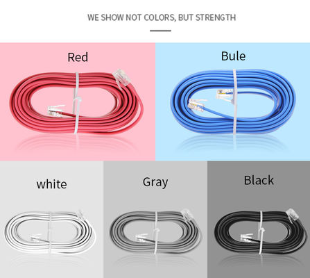 RJ11 전화 연장 케이블 6P4C 금판 연결 장치 15ft 25ft 50ft