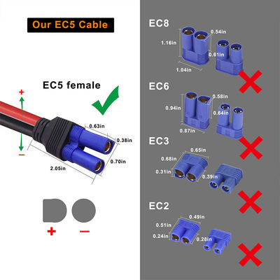 태양광 시스템용 EC5에서 2핀 직사각형 DC 연결 케이블 12AWG
