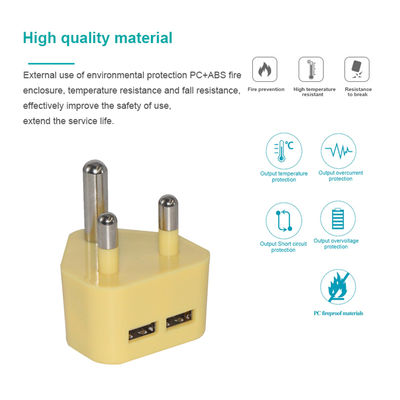 남아프리카 공화국 SA 플러그 듀얼 USB-A 벽 충전기 – 5V 2.4A 출력 AC 어댑터 (휴대폰, 태블릿, USB 기기용)
