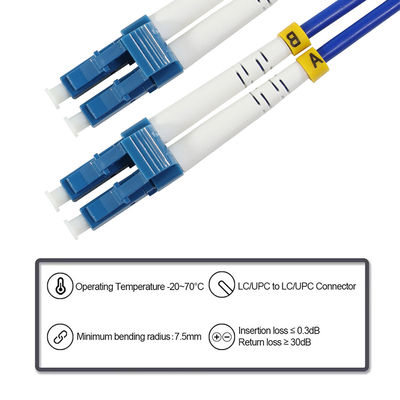 LC에서 LC 듀플렉스 멀티모드 섬유 패치 케이블 - 데이터 센터, LAN, 고속 네트워크용 OM3 50/125μm 점퍼 케이블