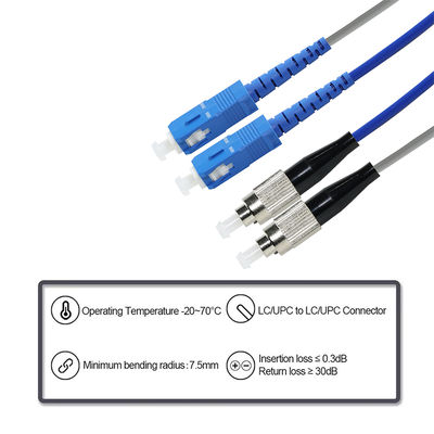 ST에서 SC 듀플렉스 멀티모드 섬유 패치 케이블 - LAN, 데이터 센터, 광 통신을 위한 OM3 50/125μm 점퍼 케이블