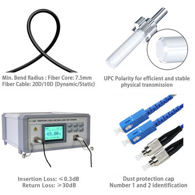 ST to SC 듀플렉스 OM3 멀티모드 광섬유 패치 케이블 50/125μm