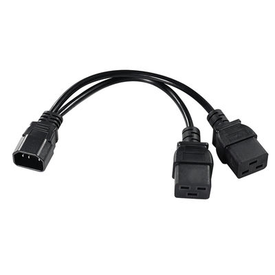 IEC 60320 수컷 to 2 x C19 암컷 Y 케이블 C14 to 듀얼 C19 전원 분배기 케이블 PDU 서버 랙 데이터 센터용