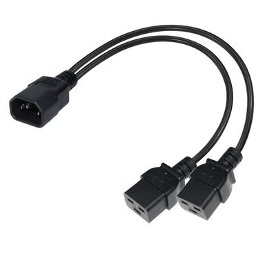 IEC 60320 수컷 to 2 x C19 암컷 Y 케이블 C14 to 듀얼 C19 전원 분배기 케이블 PDU 서버 랙 데이터 센터용