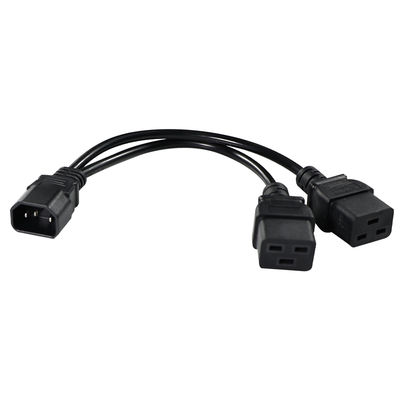 IEC 60320 수컷 to 2 x C19 암컷 Y 케이블 C14 to 듀얼 C19 전원 분배기 케이블 PDU 서버 랙 데이터 센터용