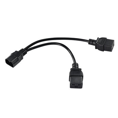 IEC 60320 수컷 to 2 x C19 암컷 Y 케이블 C14 to 듀얼 C19 전원 분배기 케이블 PDU 서버 랙 데이터 센터용