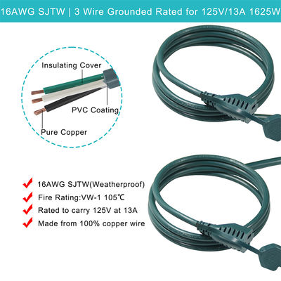 NEMA 5-15P to 3-Way US 아울렛 분배기 전원 연장 코드 125V AC