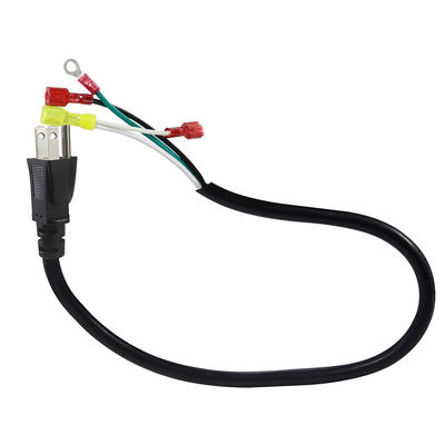 직각 3P US 플러그 - 스페이드/링 터미널 전원 케이블, 14AWG 3선 사전 종단 코드, 앰프 오디오 장비용 3/6FT