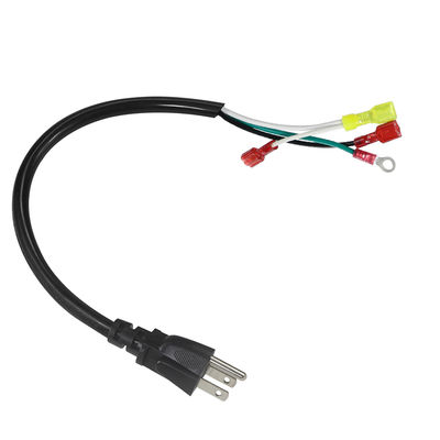 직각 3P US 플러그 - 스페이드/링 터미널 전원 케이블, 14AWG 3선 사전 종단 코드, 앰프 오디오 장비용 3/6FT