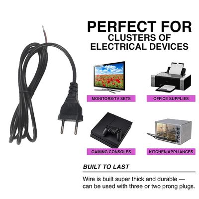 1.8M EU 2pin 플러그 전원 케이블 250V 10A PVC 케이블