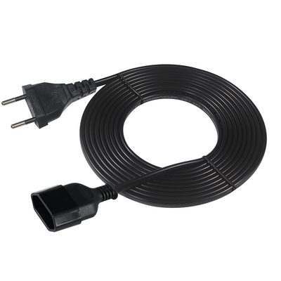 EU 2핀 연장 케이블 1.2M 검은색 PVC 전력 케이블