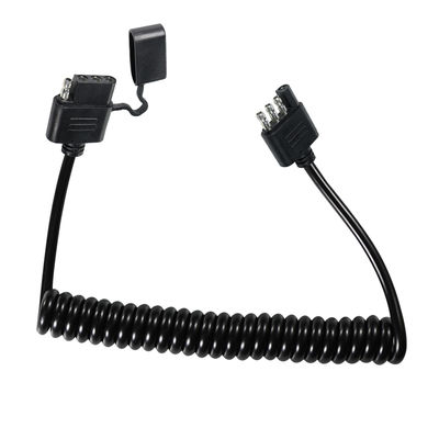 4핀 코일형 트레일러 라이트 연장 케이블 방수 1.2M 블랙