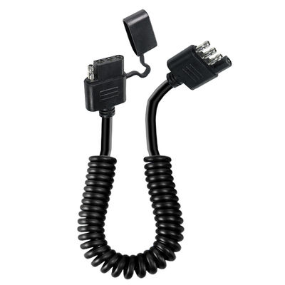 4핀 코일형 트레일러 라이트 연장 케이블 방수 1.2M 블랙