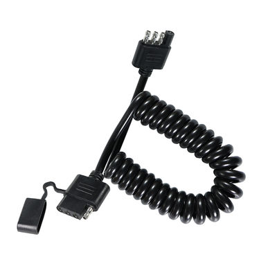 4핀 코일형 트레일러 라이트 연장 케이블 방수 1.2M 블랙