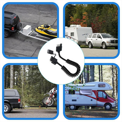 4핀 코일형 트레일러 라이트 연장 케이블 방수 1.2M 블랙