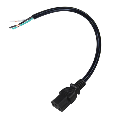 IEC C13 to Stripped Wire 전원 케이블 - 서버, PDU, 전력 분배용 오픈 엔드 베어 와이어 AC 전원 코드, 10A 250V