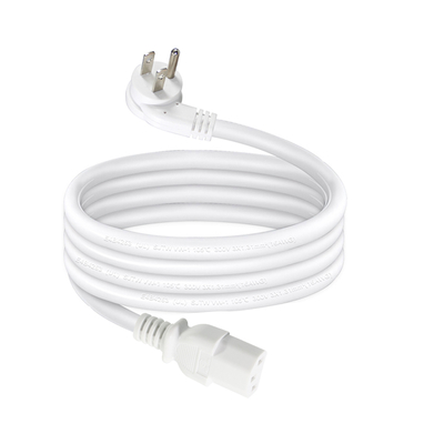직각 NEMA 5-15P to C13 전원 코드 - 모니터, 서버, PDU용 3구 US 플러그 to IEC C13 AC 케이블, 10A 125V