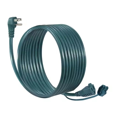 녹색 직각 NEMA 5-15P에서 5-15R 확장 케이블 - 먼지 캡 (14AWG, 6ft) 과 함께 90° 낮은 프로필 플러그