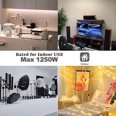 1-to-4 NEMA 1-15P 플랫 플러그 전원 분배기 - 공간 절약형 125V 15A 멀티 아울렛 홈/사무실용 연장