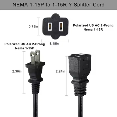 1-to-4 NEMA 1-15P 플랫 플러그 전원 분배기 - 공간 절약형 125V 15A 멀티 아울렛 홈/사무실용 연장