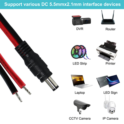DC 수 플러그 - 주석 처리된 전선 전원 케이블, 5.5x2.1mm 또는 5.5x2.5mm, CCTV, LED, DIY용 12V DC 전원 어댑터 코드