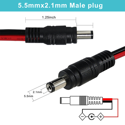 DC 수 플러그 - 주석 처리된 전선 전원 케이블, 5.5x2.1mm 또는 5.5x2.5mm, CCTV, LED, DIY용 12V DC 전원 어댑터 코드