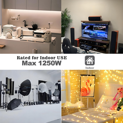 NEMA 1-15P to 1-15R 2구 2구 연장 코드 110V-250V 구리 PVC