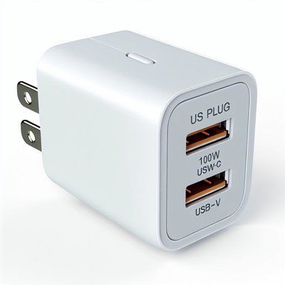 듀얼 USB-C 및 USB-A를 갖춘 100W GaN 벽 충전기 (US 플러그)
