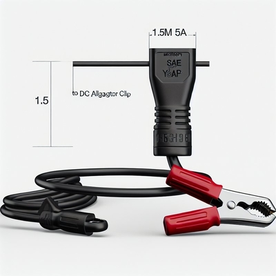 1.5m 5A DC SAE 배터리 케이블에 융합 된 악어 클립