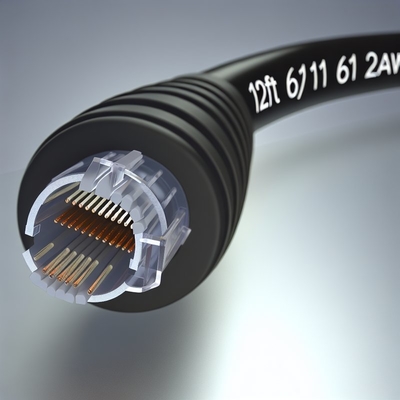 RJ11 6P4C 나선형 전화 케이블 12FT 수-수 24AWG