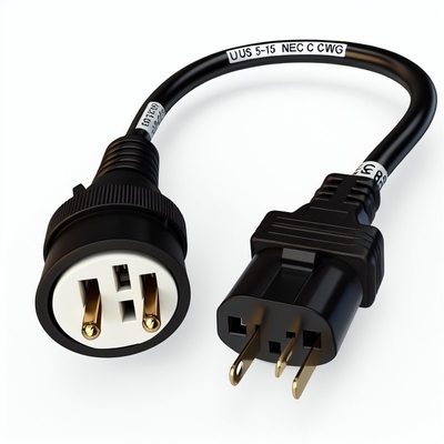 NEMA 5-15 to IEC C15 AC 전원 코드 16AWG-18AWG (컴퓨터용)